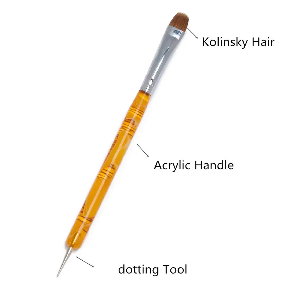 High Quality Custom French Brush Nail Art Polish Dotting Pen Tool Double End Nail Painting Acrylic Pinceles Sable Nail Art Brush