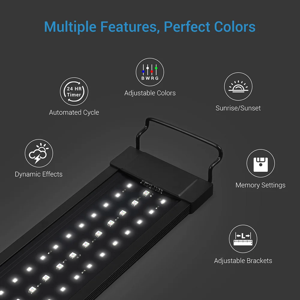 32-74cm Planted Aquarium LED Lighting Lamp 110V-240V Automated Timer Dimmer Fish Tank Light for Aquarium Aquariums & Accessories