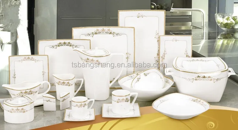 66pcs bone china dinnerware sets Cheap price wholesale home or hotel Luxurious Design dinner set bowls plates