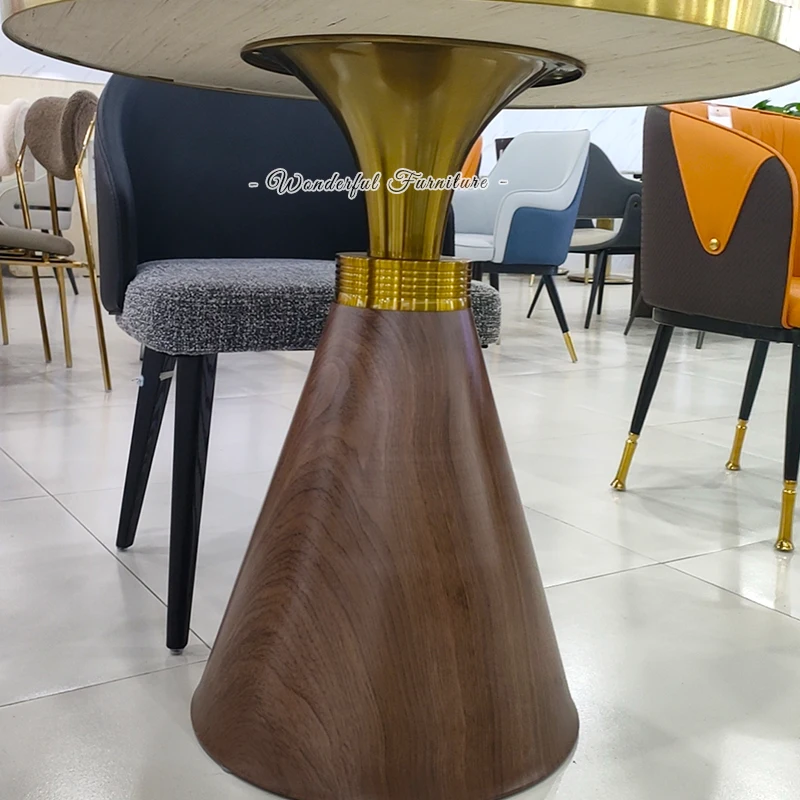 80 CM Round Black Mirrored  Coffee Table Fashion Metal Leg Rock Plate CoffeeTable