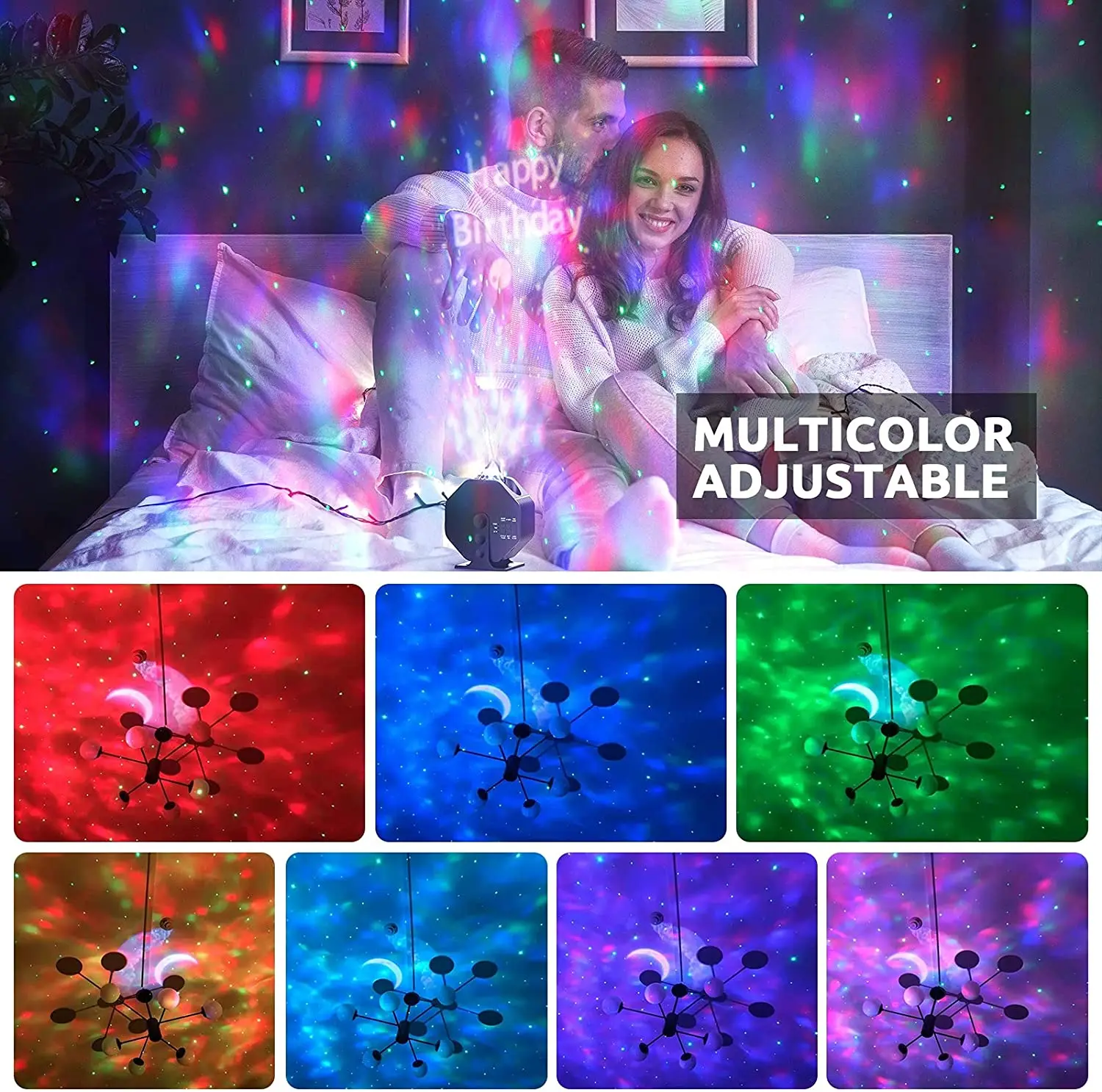 Bluetooth Speaker Remote Control 270 Rotating Aurora Galaxy Projector Fun Night-Light Smart Star Starry Night Light Projector