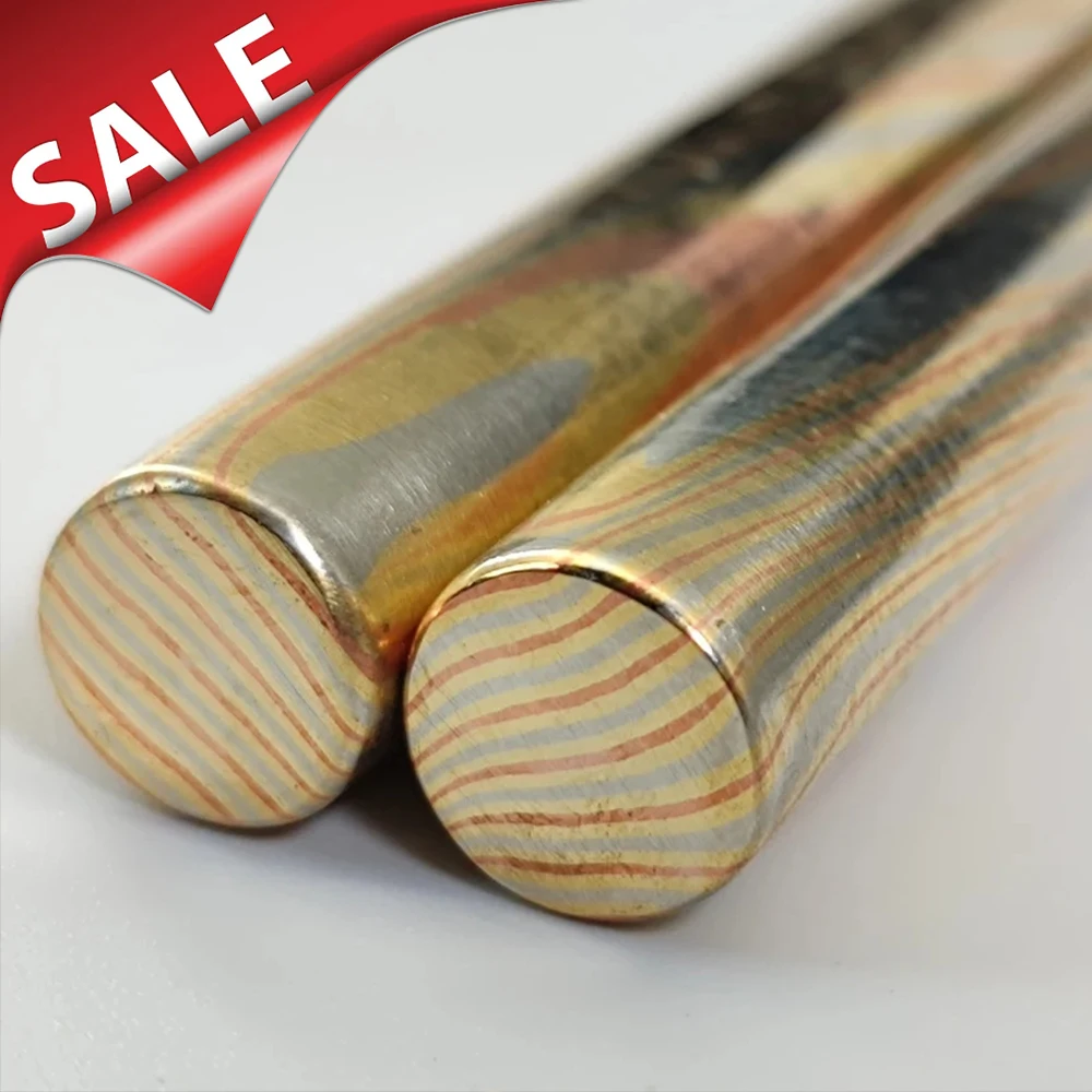 Custom Size Mokume Gane 3 Alloys Twisted pattern Tri Color Rod for Wedding Ring Jewelry / Making Craft / rings / coin