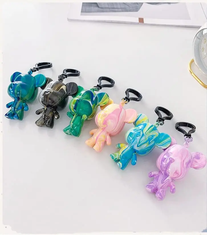 Handmade Doll Figurine Toys Fluid Painting Creative Home Decorations Gift DIY Painting Teddy Bear Violent Bear Gloomy Bear Kit S