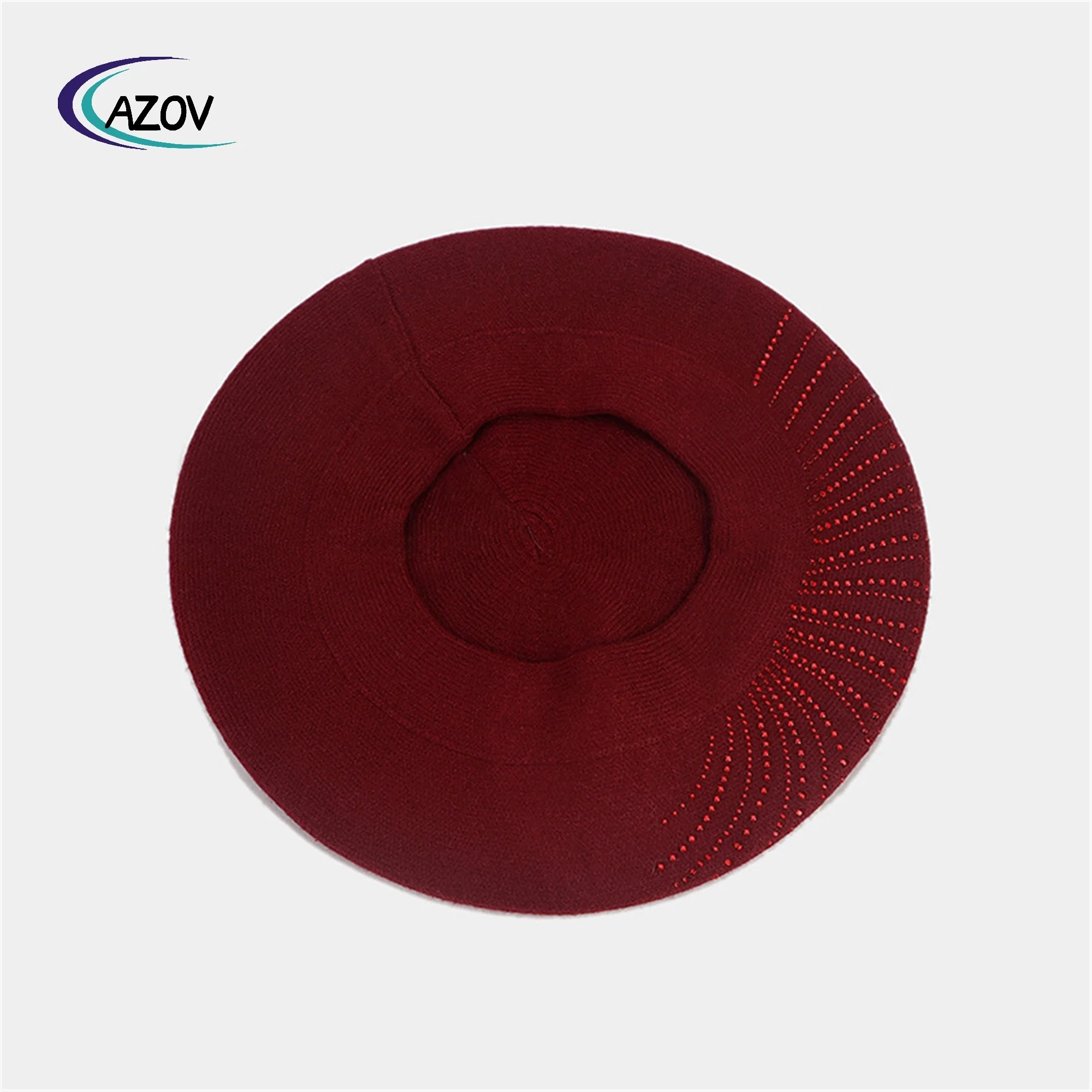 Ladies Fashion Retro Knitted Beret Winter All-Match Hot Drilling Painter Cap Warm Wool Beret
