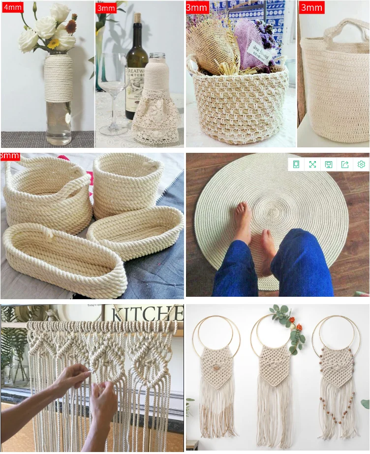 Soft 2mm/100m Colorful Cotton Rope