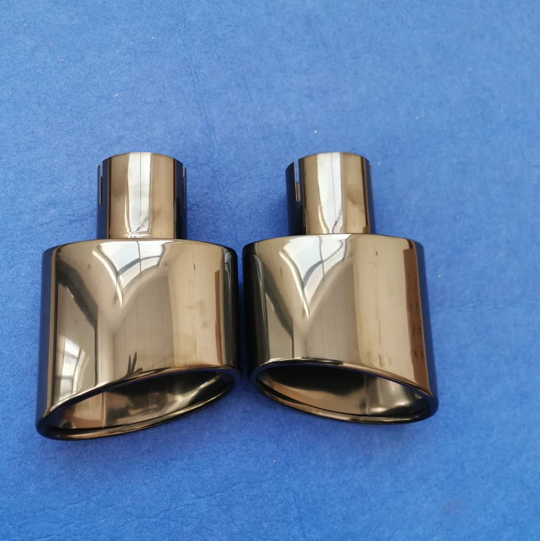 large sizeTitanium black304Stainless Steel Auto Accessory Left And Right Side In Pairs Exhaust Tips Car Flat Muffler Tailpipe