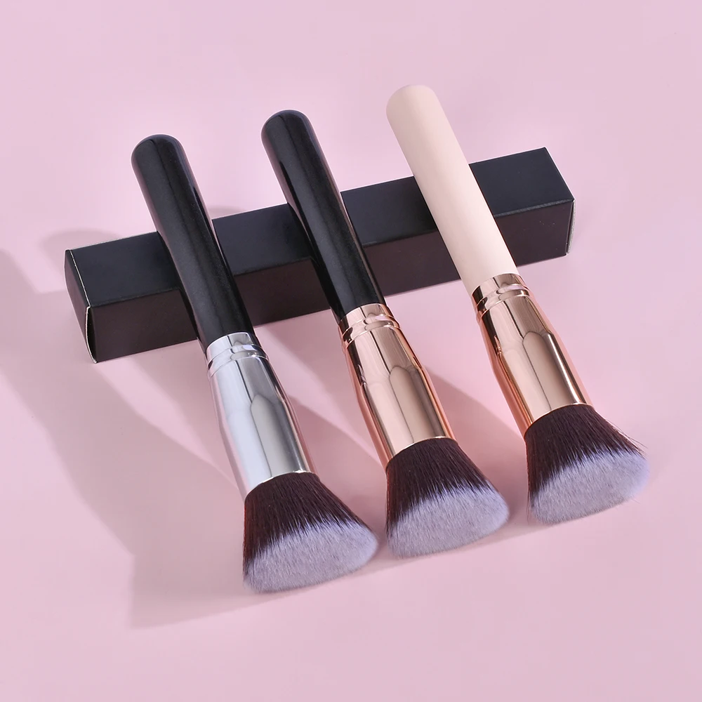 Luxury logo makeup brush Flat Top Foundationi brush contour brush for Liquid Cream Power Pro Quality Synthetic Dense Bristles