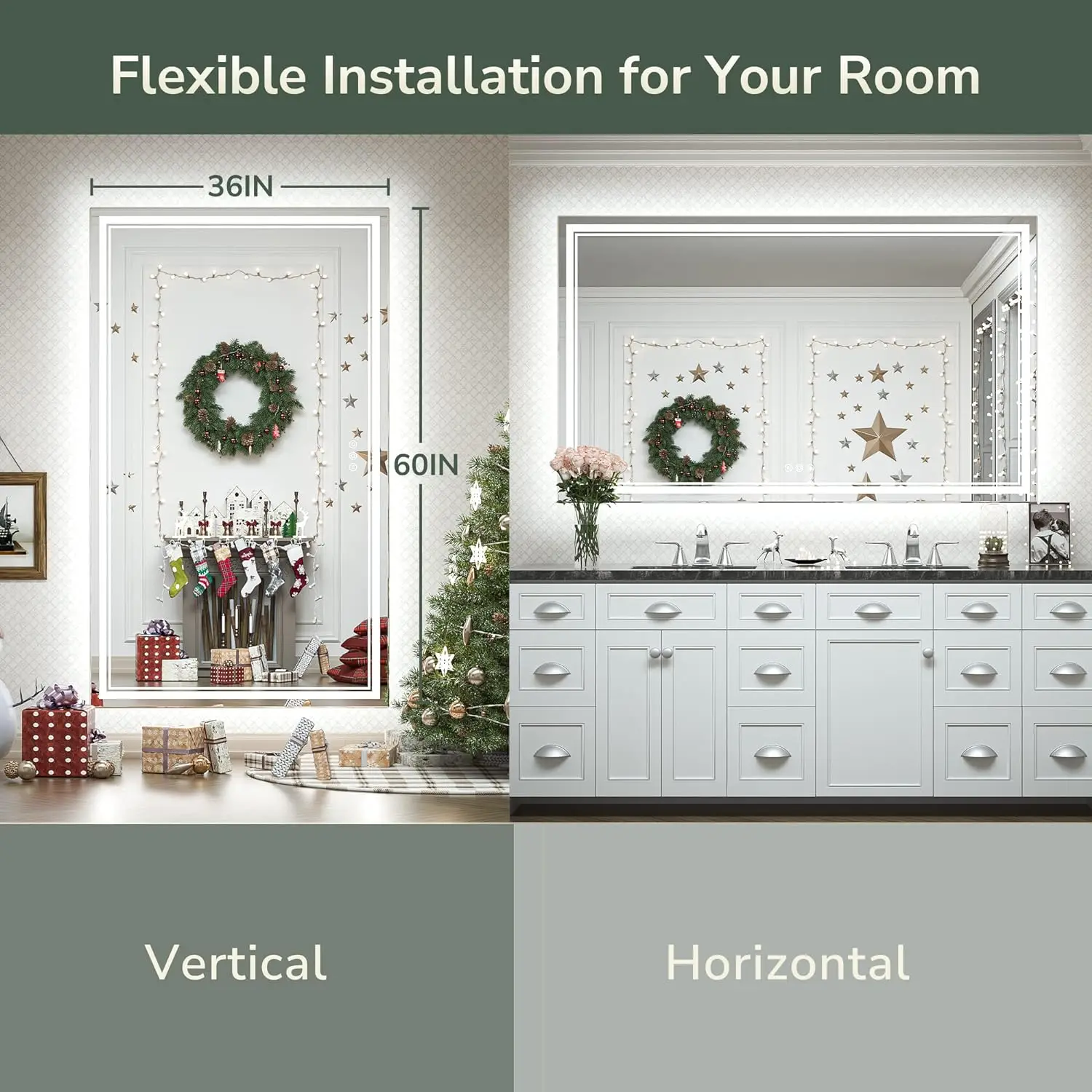 Factory smart mirror large size led bathroom mirror with lights anti-fog 3 colors makeup mirror