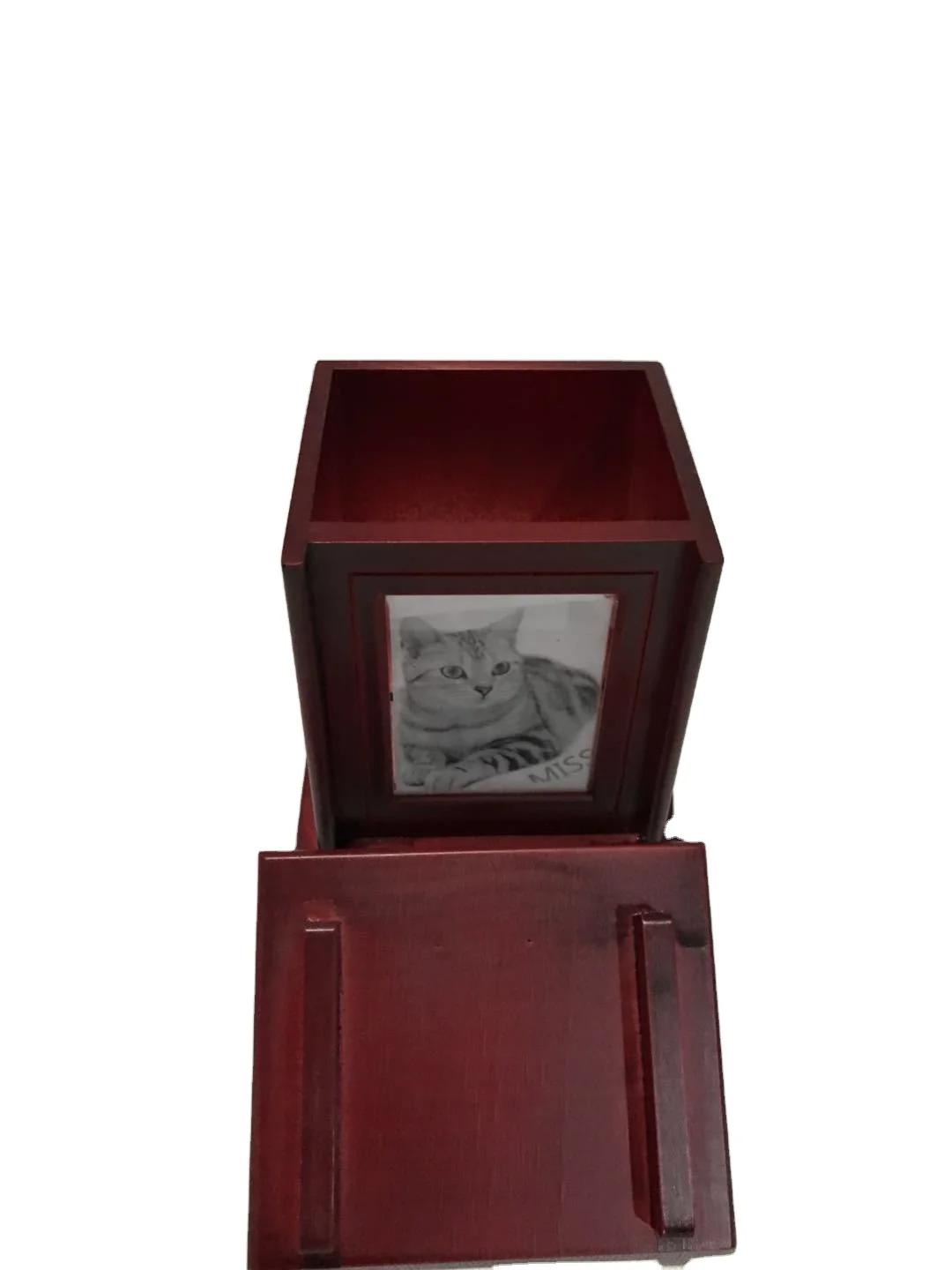 Custom  Really wood wooden pet photo urns Cremation Urn pet cat dog Memorial Urn Casket For Ashes Funeral Supplies