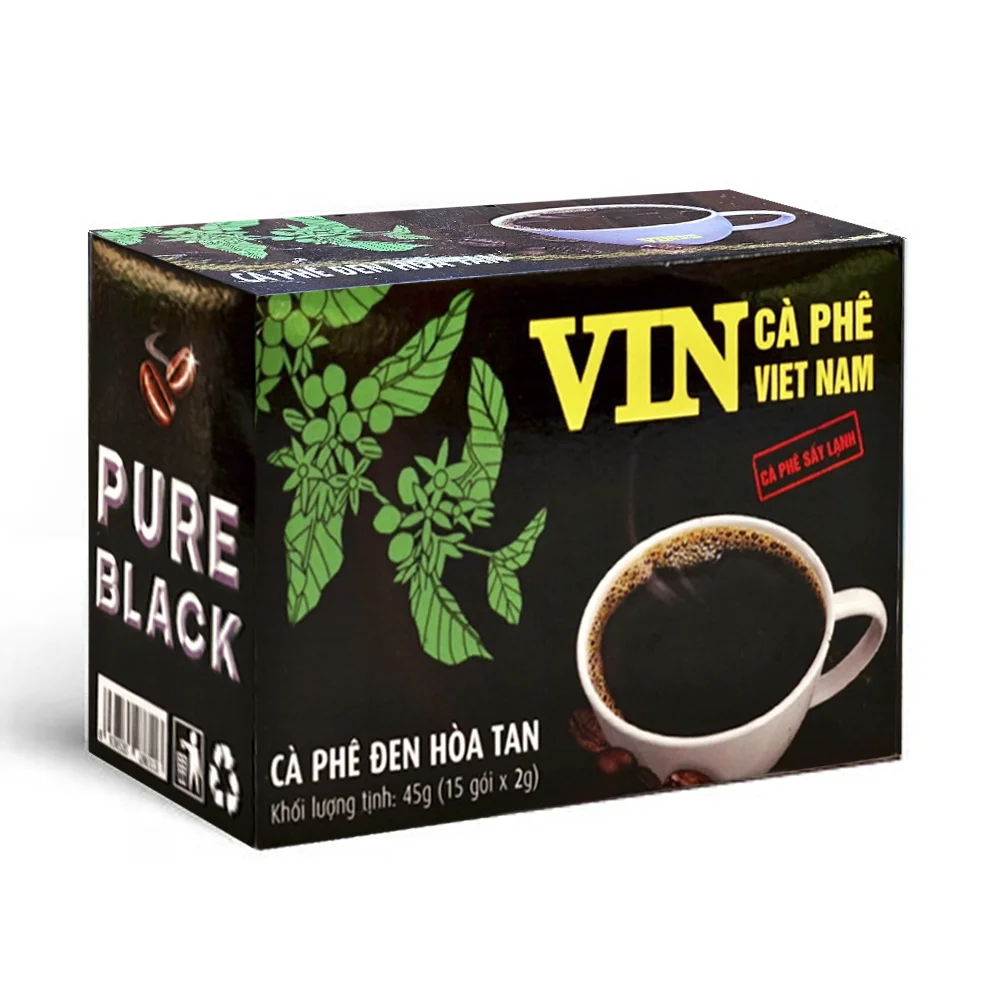 2022 100% Organic Healthy custom instant coffee 100% black coffee VIN Vietnamese Slightly Sour Taste Eco-friendly Coffee Box