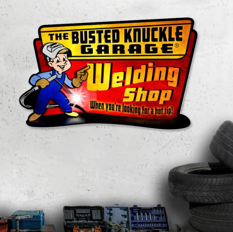 Retro Garage Sign Relief Welding Shop Vintage Metal Sign Embossed Metal Bar Sign 3D Wall Decorative Man Cave Art