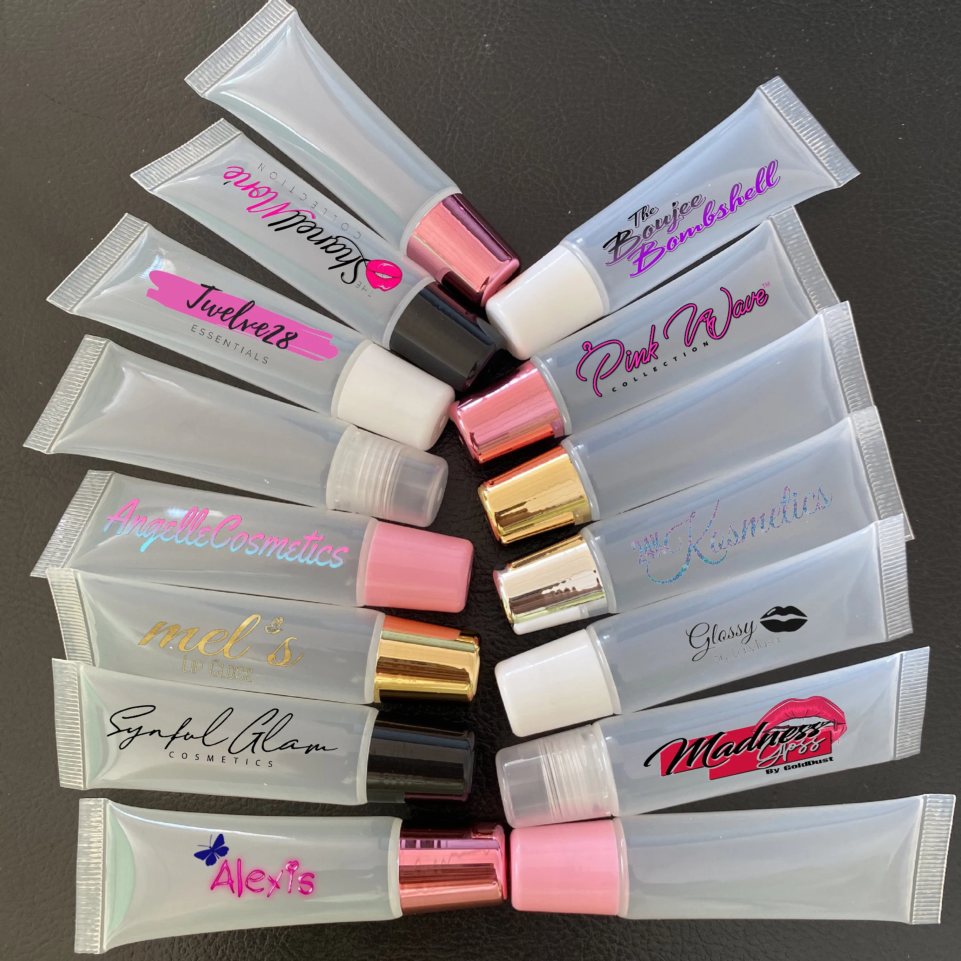 STOCK 10ml 15ml Empty black pink gold silver white cap Lip Gloss squeeze tubes lip Balm Containers private label