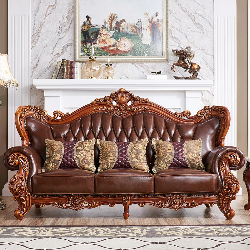 4 Piece Luxury European Style Top Royal Embroidery  Australia Hot Fabric Sofa Leather Material European Style Sofa Set