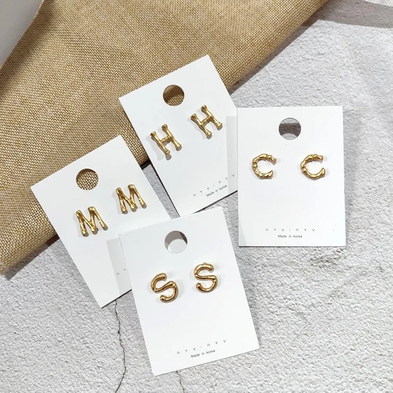A B C D E F G H I J K L M N O P Q initial little hot selling letter g studs pearl earrings stainless steel italic mini 925
