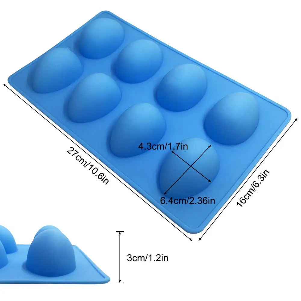 MULTIFUNCTION   8-Cavity Food-grade Baking Egg Shape Silicone Cake Molds