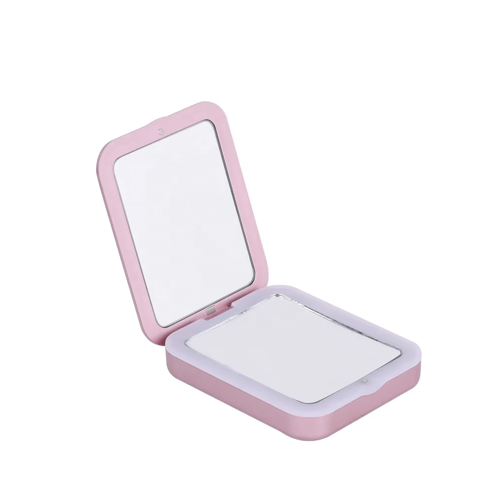 Double Side Handheld Magnification LED Compact Pocket Mirror for Handbag Purse Pocket