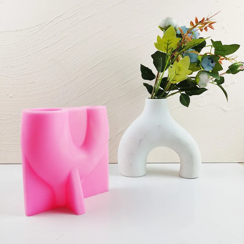 VS009 Ceramic Vase High-end Luxury Home Decoration Concrete Large Concrete Used Flower pot Molds Silicone Mold