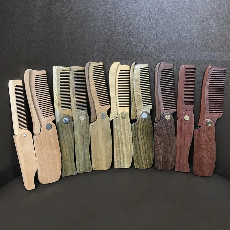 Switch Beard Comb Manufacturer Mini Foldable Beard Comb Premium Wooden Beard Comb for Men