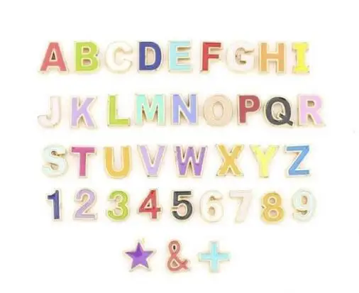 Mixed Designs Gold Plated Colorful Enamel Star Numbers Alphabet Initial Letter Spacer Beads for Jewelry Making