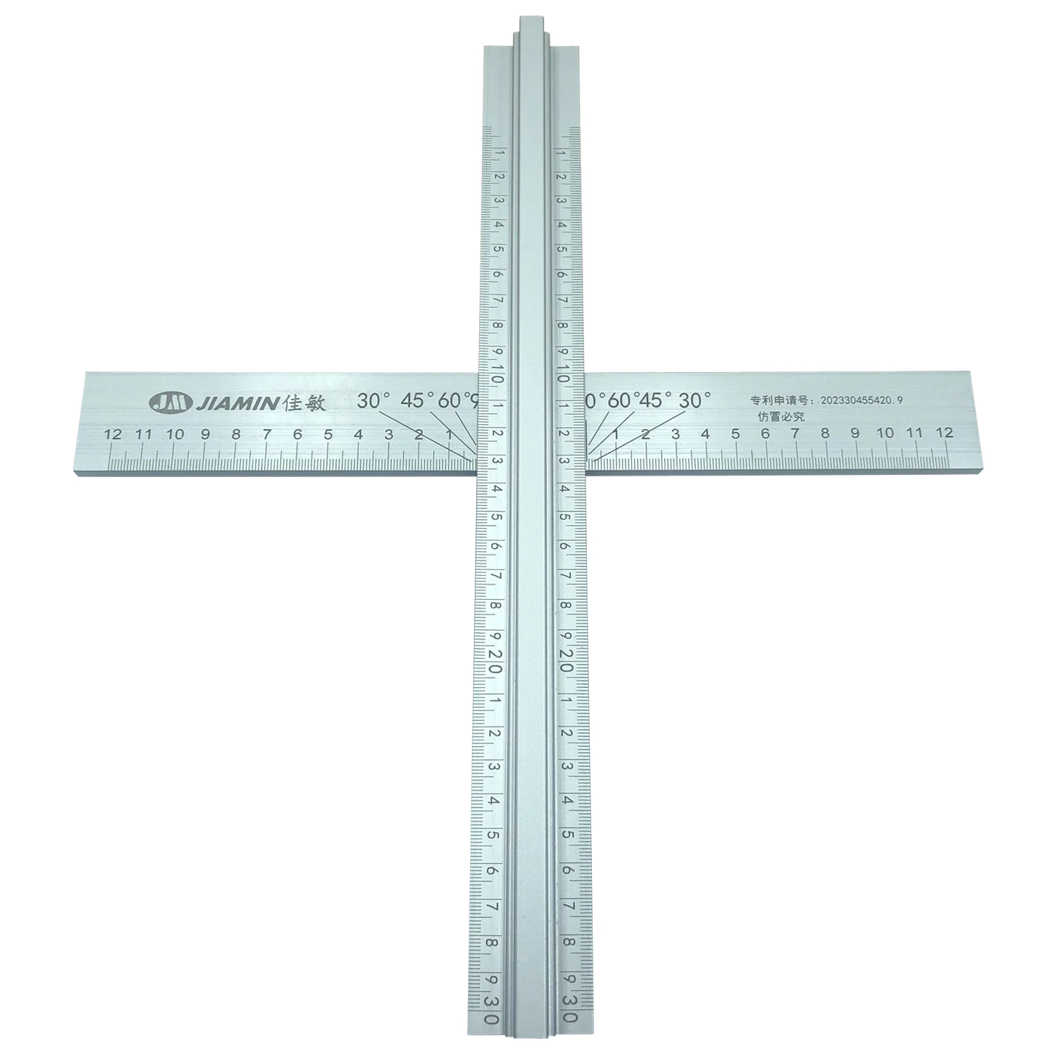 Multi functional aluminum alloy multi angle dual scale soft glass advertising T-shaped T-shaped ruler