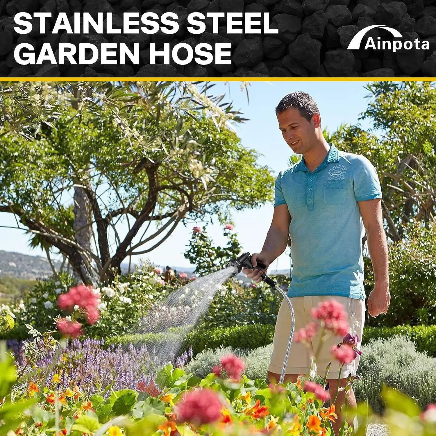 100 feet adjustable durable 3 layer latex expandable magic garden water hose pipe with brass fittings