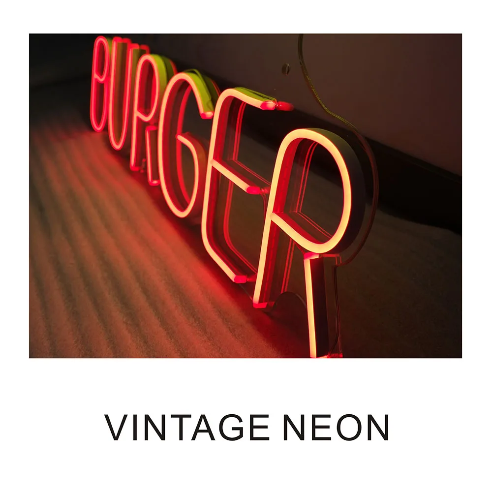 Burger neon logo signage for business led light
