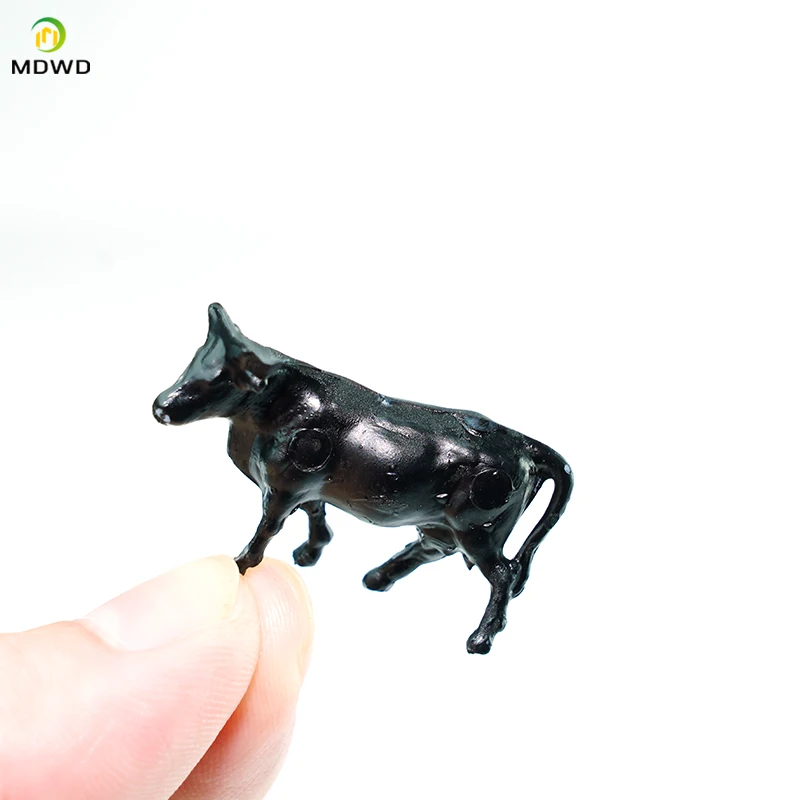Model Trains Railway HO Scale 1:87 Model Black Cow Animals Painted Figures Train Layout Diorama