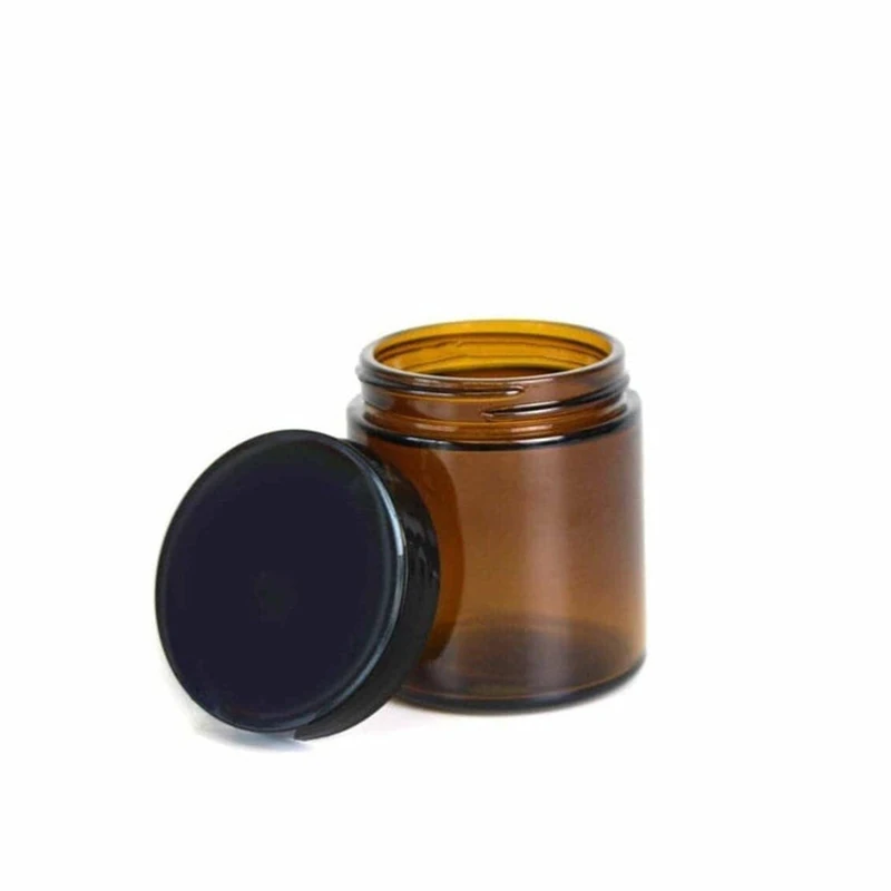 Recycled 100 ml 200 ml Empty Amber Round Candle Jars Luxury Glass Candle Holders best scented candles Jar with metal Cap
