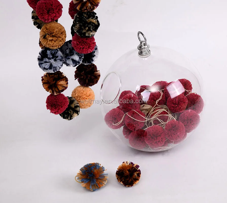 ISPIE Rayon Raffia Pom Pom Bow eco-friendly 3.5CM