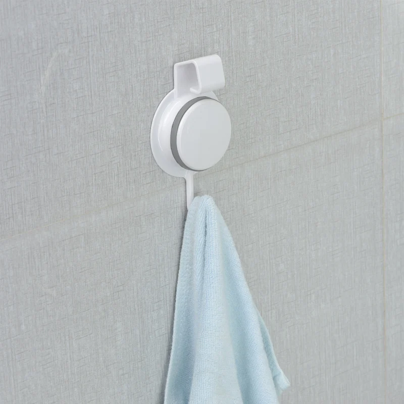 No Drilling Kitchen Bathroom Suction Cup Plastic Basin Hook Stainless Steel Single Towel Hook