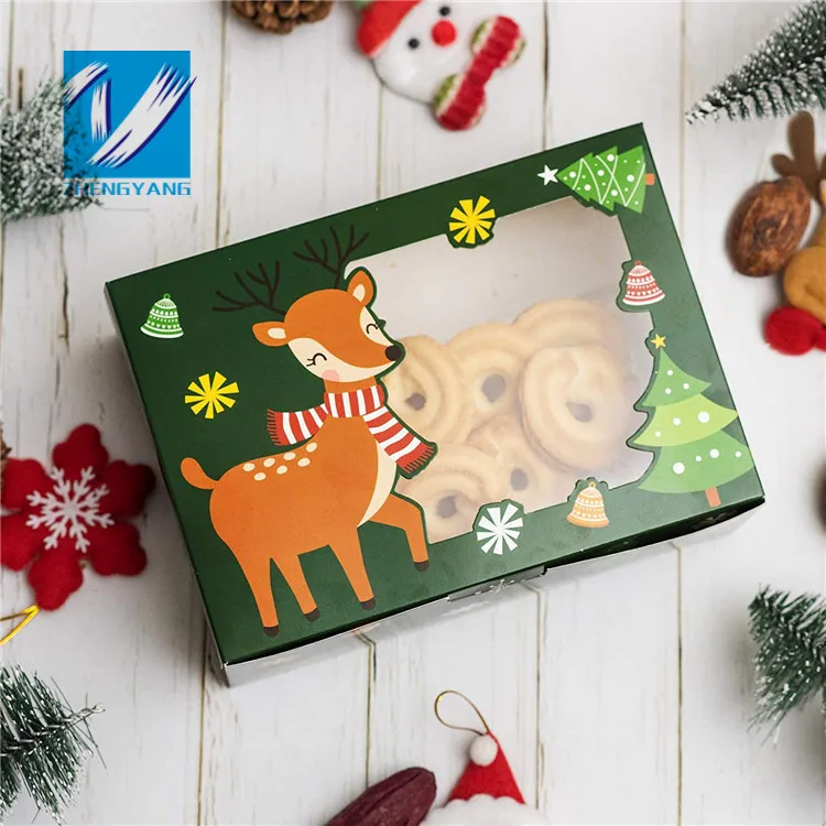 Christmas Cookie Boxes Baking Box with Window for Pastries Cupcakes, Candy, Holiday Bakery Treat and Party Favor