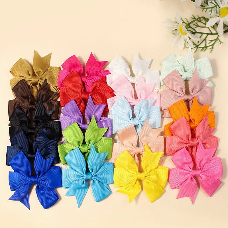 LM0182M Handmade pet hair clip for foreign trade Ribbed satin ribbon bow hair clip Dog hair accessories
