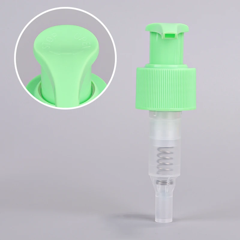 green color lotion pump 24/410 with clip for soap dispenser pump with aluminium ribbed sprayer pump