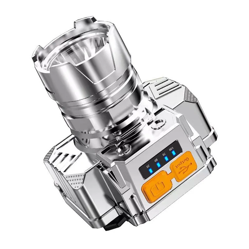 2024 New Strong Head Lamp Led Five Aircraft Lights Usb Charging Headlight Small Outdoor Mining Headlight