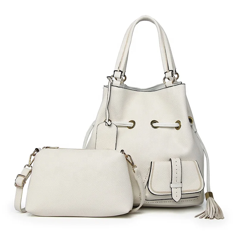 2022 Fashion Women Customize Logo Wholesales Handbags Tassel Bucket Bags Set Leather Bags