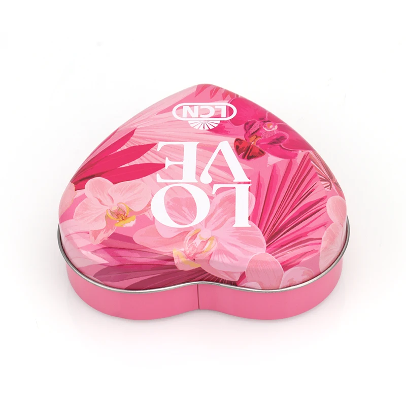 Customized exquisite custom printing recyclable heart shape metal wedding candy  chocolate gift box