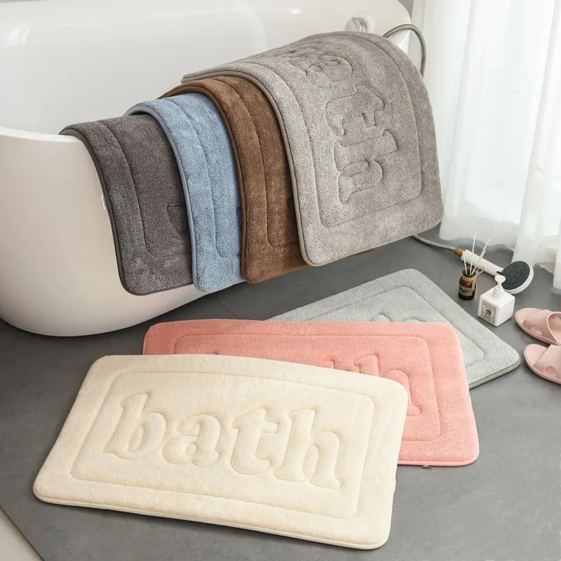 Cashmere memory foam floor mat bathroom toilet coral velvet absorbent carpet kitchen living room floor mat