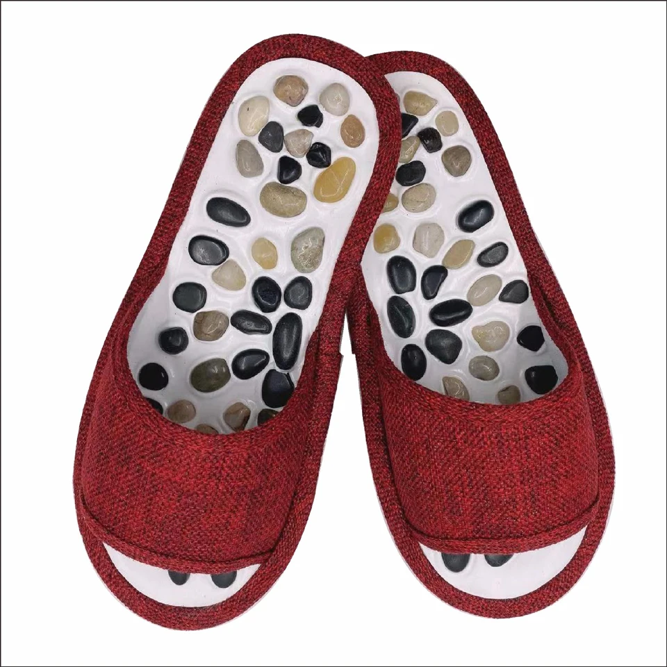 durable high polished natural stones slippers foot acupuncture non-slip pebbles EVA soles for good health