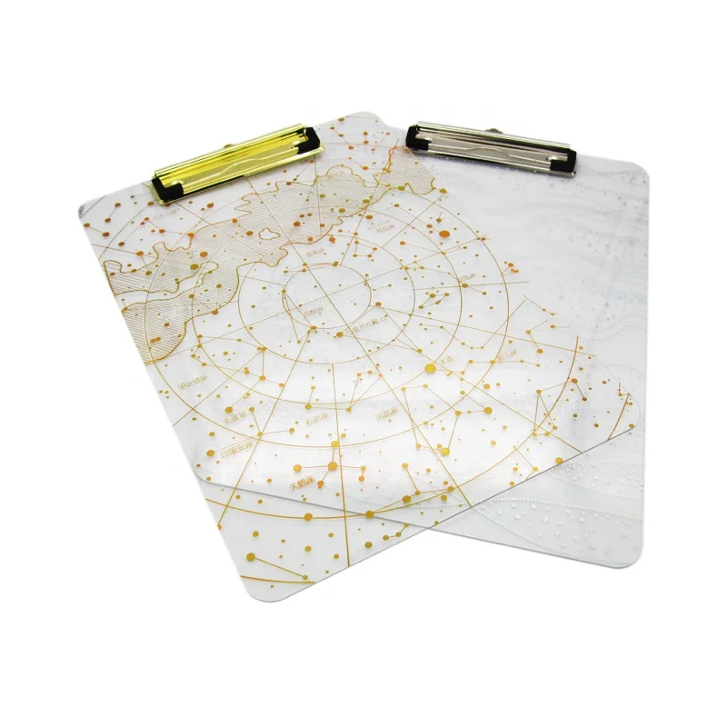 Creative lace wave printing cute Acrylic clipboard with metal low profile clipboard for students
