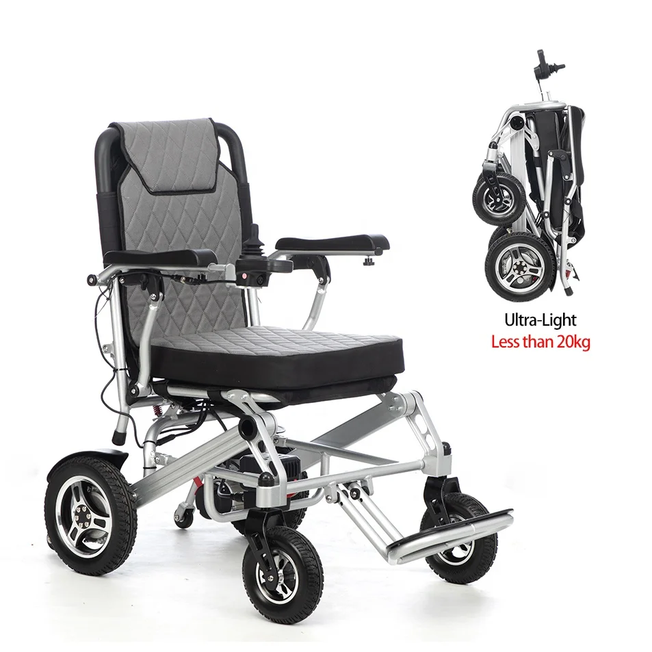 Foldable Newest Joystick Controller Reclining Remote Electric Wheelchair, Aluminum Folding Power Wheelchairs