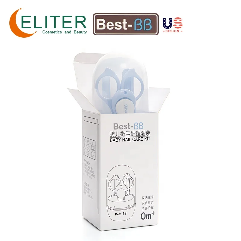 Eliter Hot Sell In Stock 4 In 1 Pink Blue With Plastic Tube Baby Manicure Kit Baby Nail Manicure Baby Manicure Safety Set