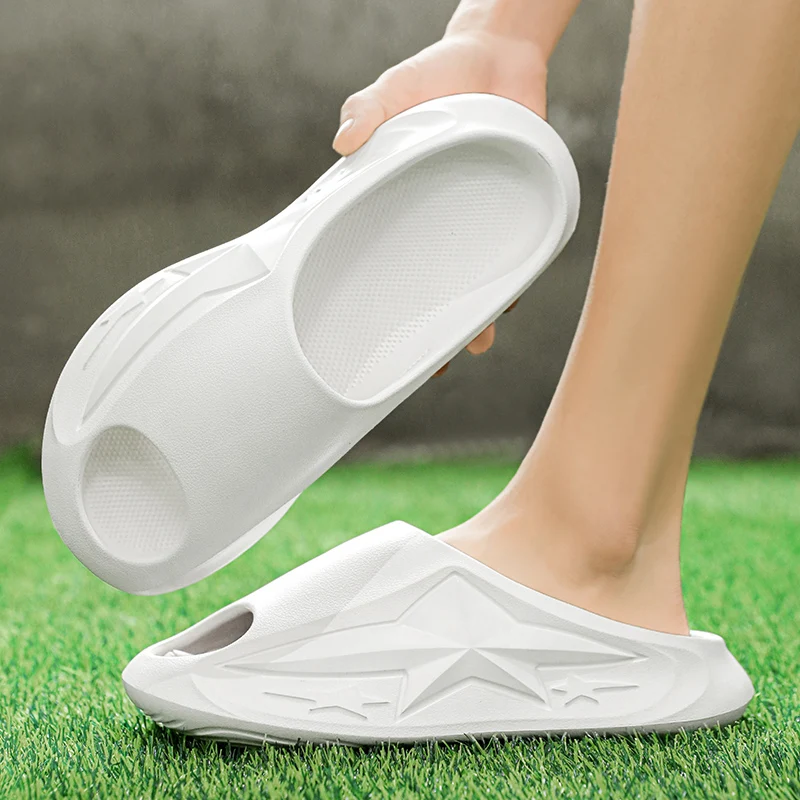 Hedian Unisex Summer Women and Man Slides flat Eva slippers soft sole non-slip beach slippers anti skid tire pattern