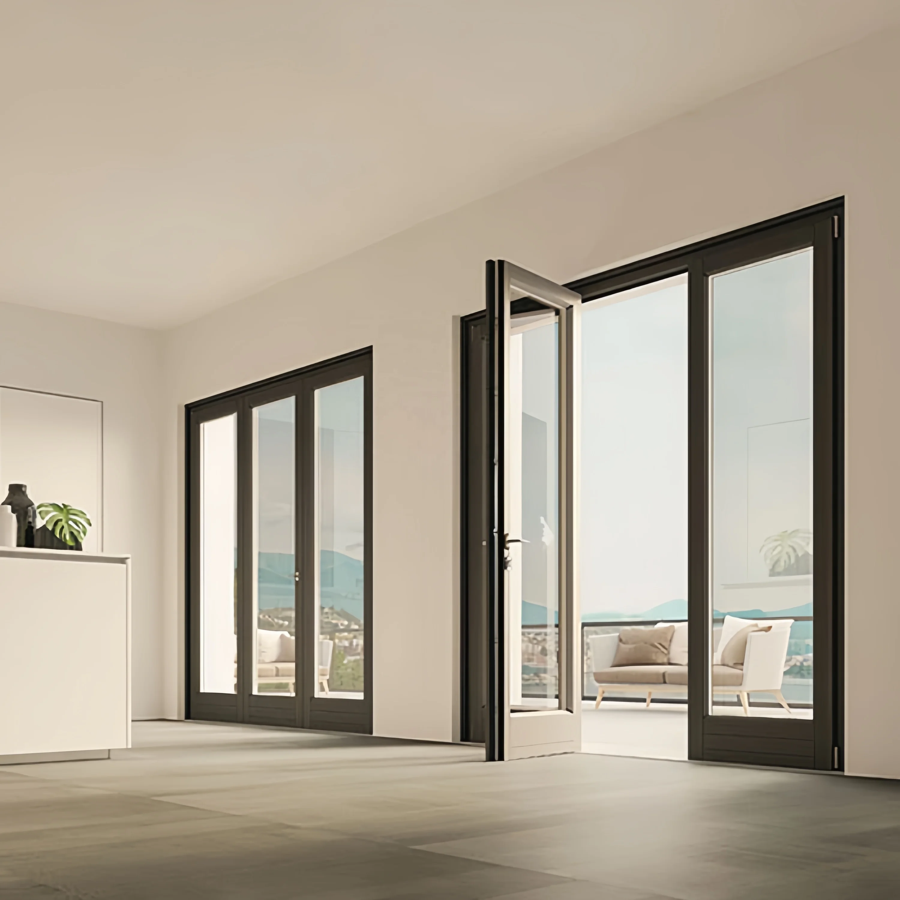 customized Black Aluminium Frame Casement Doors with Handle Tempered Glass Swing Door Double Glazed casement window for sale