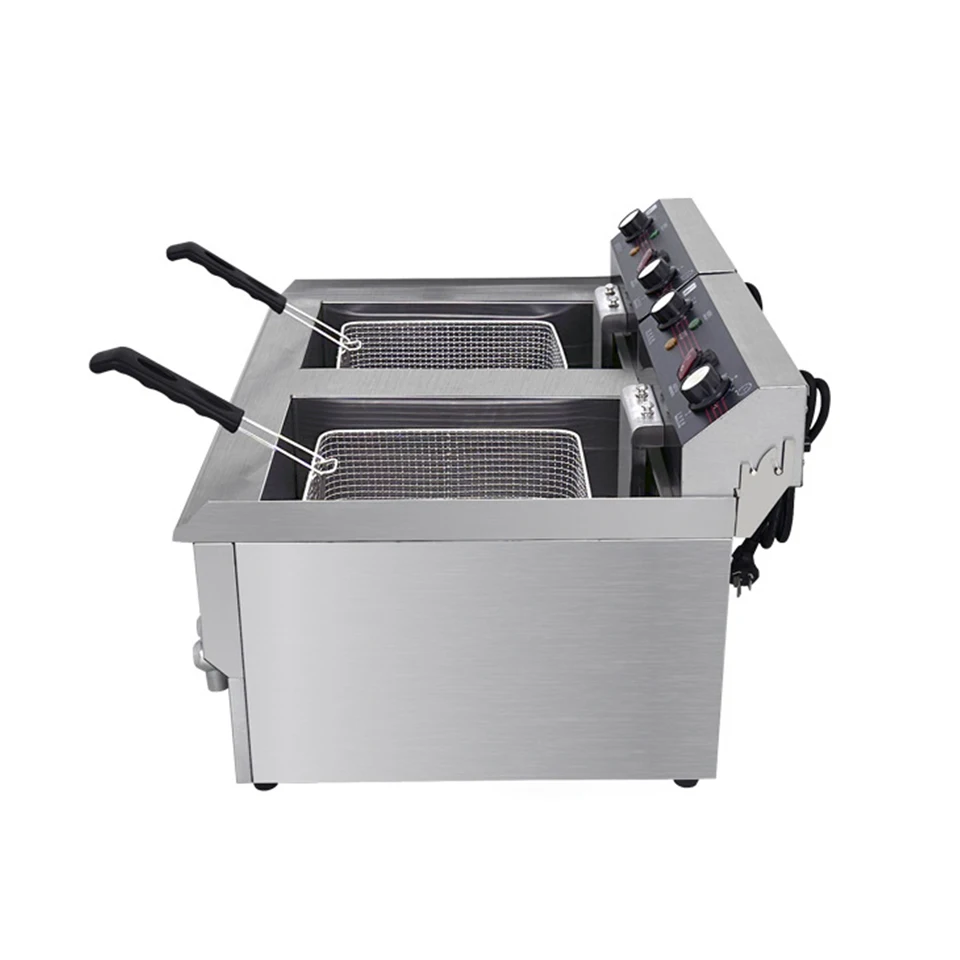 SC-181V-2 Electric Commercial Deep Fryer 18+18L with Choke Countertop Tank Basket Commercial Restaurant Kitchen