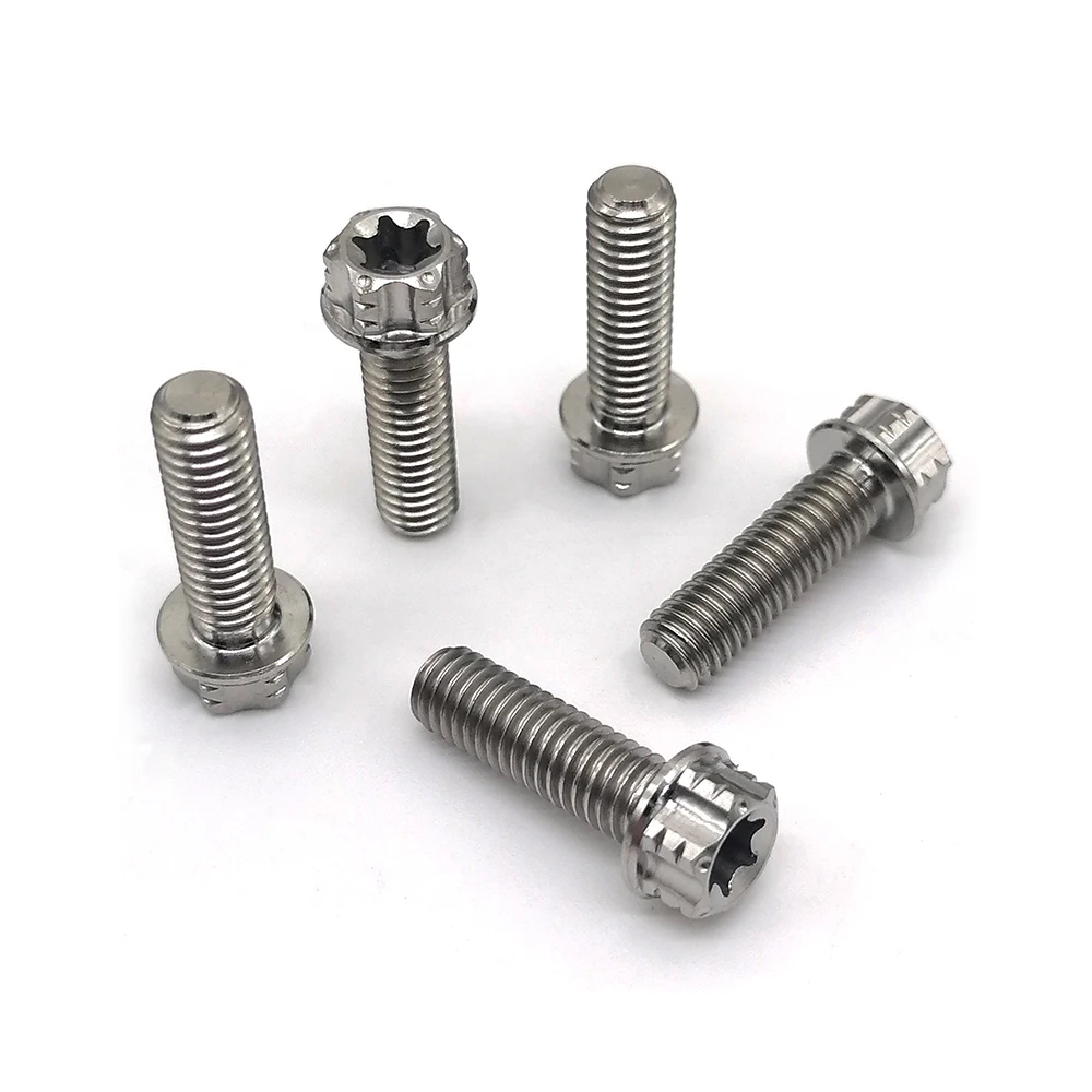 Grade 5 Titanium Hex Torx Flange Bolt M10 M5 10mm M8 M6 M7 M8 Bike Bolts Screw Motorcycle Titanium Flanged Bolt m16