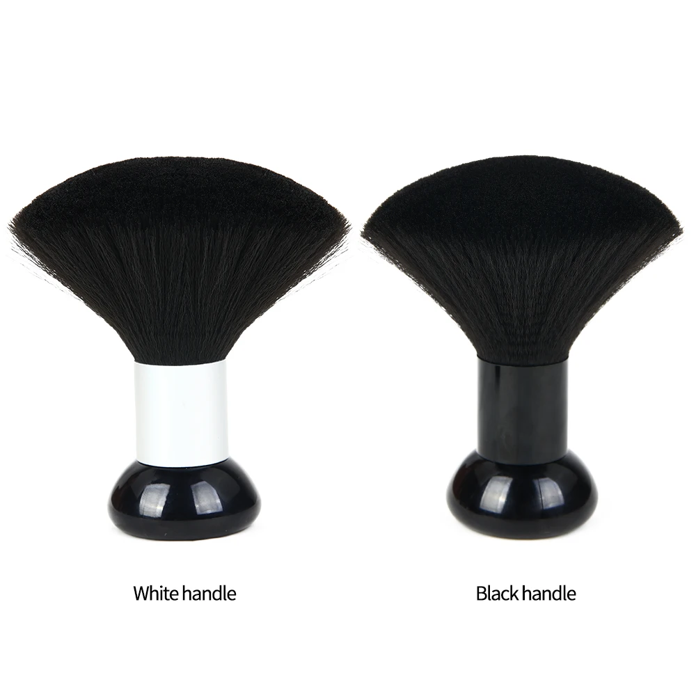 Leeons Black Powder Duster Brush with Plastic Handle Grip Salon Barber Neck Hair Cleaning Haircut Brush