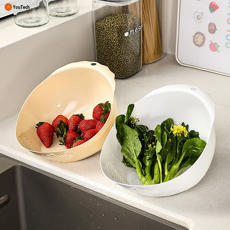 Home rice washing machine bevel drain basket fruit tray washing basket kitchen multi-functional rice washing sieve