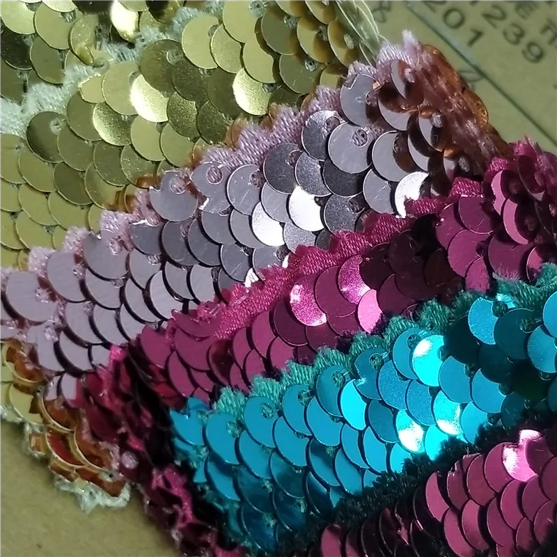 Cheap Colored embroidery 5mm Mermaid Fish Scale Reversible Flip Colorful Wine Sequin Fabric
