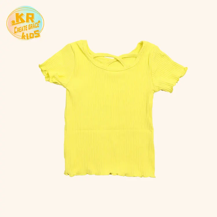 Wholesalers Top Quality Baby Girl Clothing Ribbed Fabric Kids Wear Comfortable Summer T-shirt Multicolor Top Kids Clothes