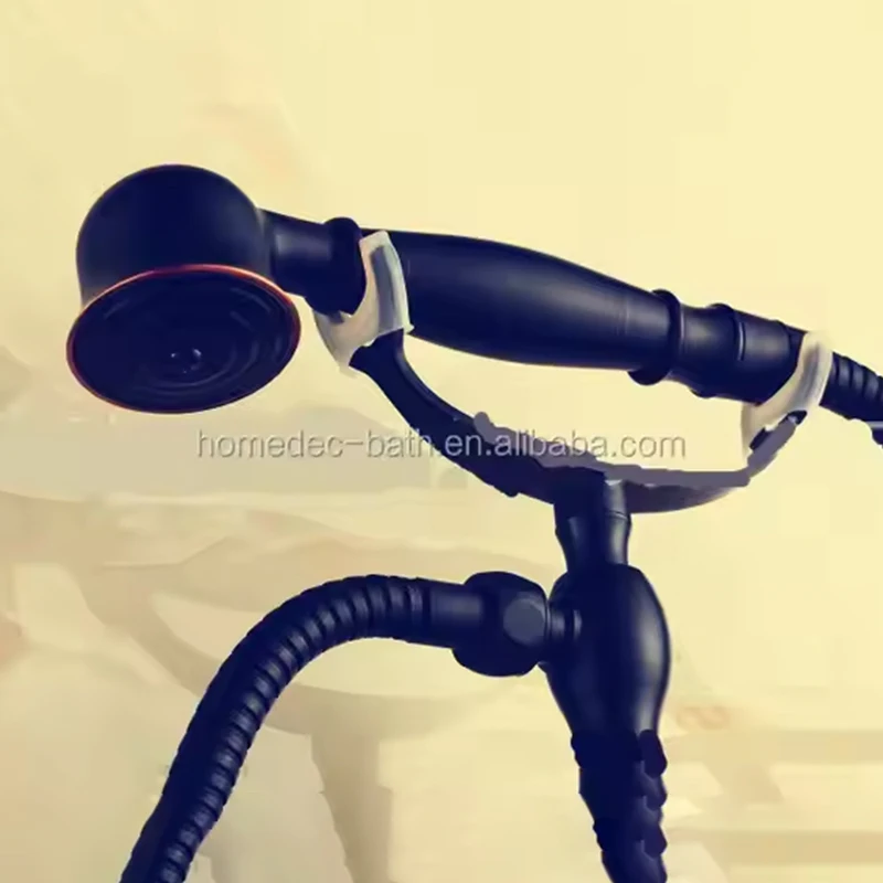 Clawfoot Tub Faucet Wall Mount Tub Filler Double Level Handle ORB Bathtub shower Faucet With Telephone Shaped Handheld Shower